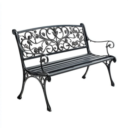 Ławka ogrodowa, Ogród Ławka 2 czarny Obsada foteliki z żelaza 122 x 60 x 87 cm z otwartym oparciem