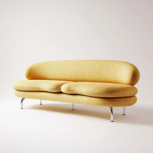 Sofa, 3-osobowa z żółtą sofą w wiórowatej meblarni, 220 x 92 x 78 cm, zakrzywiony Wzornictwo